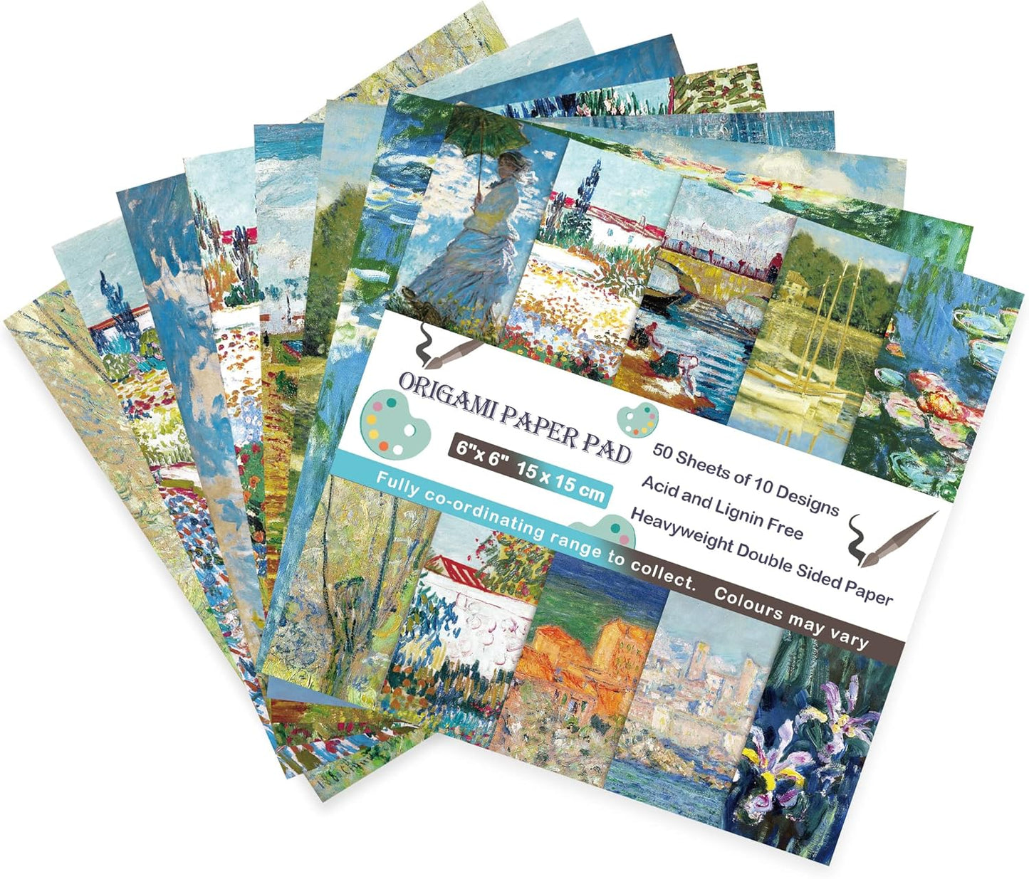 Origami Paper Kit 50 Sheets 6 Inch Square Double Sided Color 10 Vivid Colors for Hand Crafts Origami Paper Arts Creativity.Monet