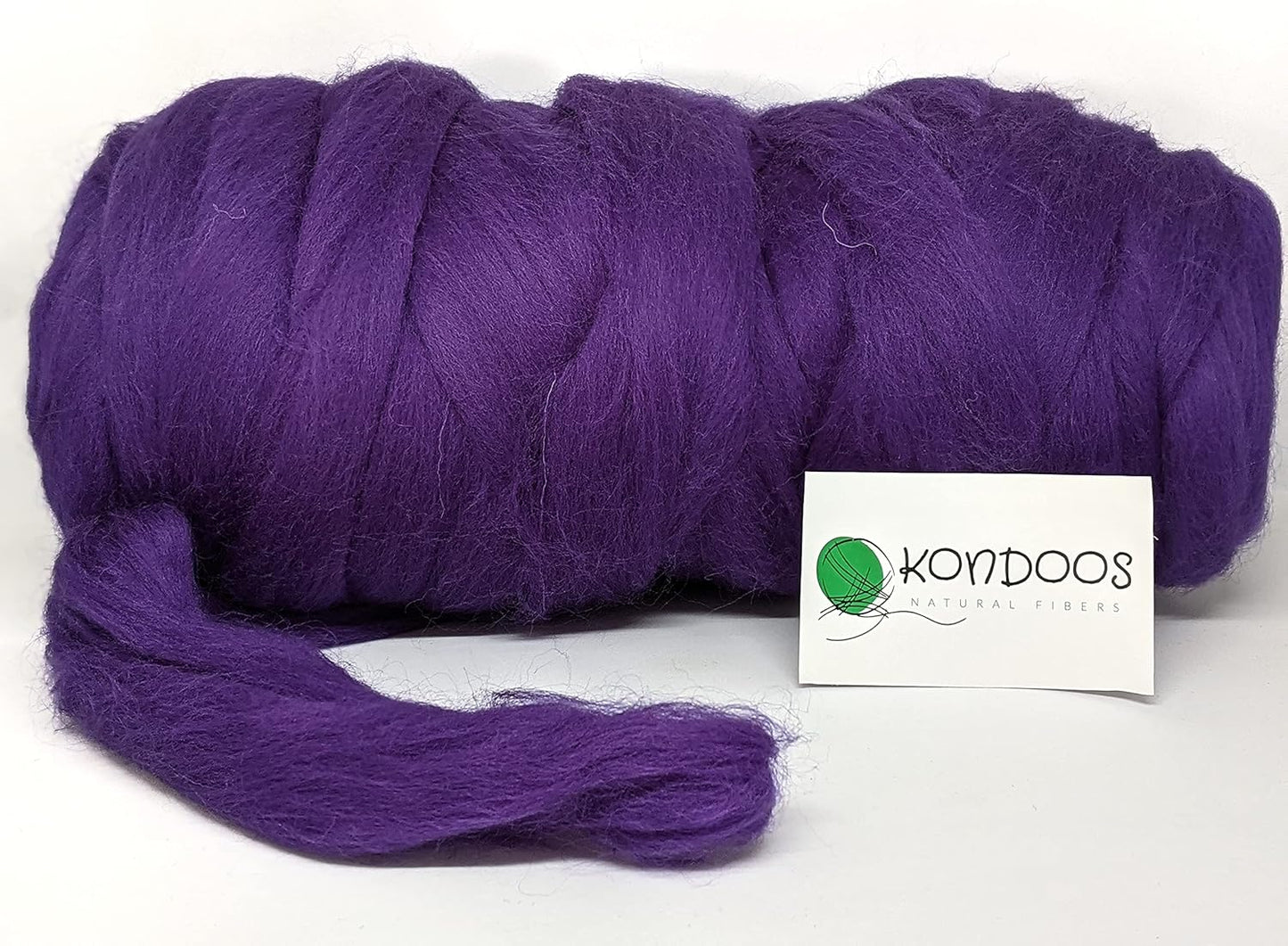 Kondoos Colored Natural Wool roving, 1 lb. Best Wool for Needle Felting, Wet Felting, handcrafts and Spinning. (Purple, 1 lb)