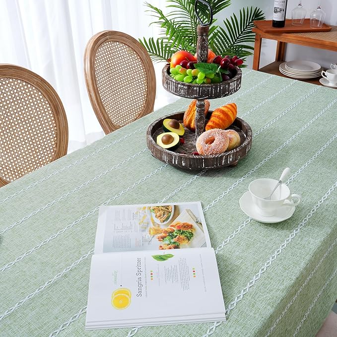Chassic 60 x 60 inches Farmhouse Style Linen tablecloths, Wrinkle Resistant Washable Dining Room Table Cloths for Square Tables - Sage Green