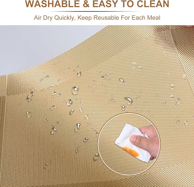 BETEAM Placemats Set of 8, Woven Vinyl Placemat for Dining Table Washable Wipeable Kitchen Place Mats Durable Indoor Outdoor Table Mats