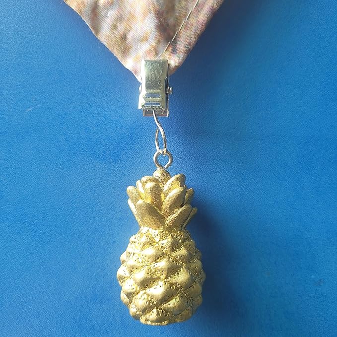 TwoFish Home Set of 4 Golden Pineapple Resin Tablecloth Clamps Golden Pineapple Handicraft Tablecloth Clips Pack of 4