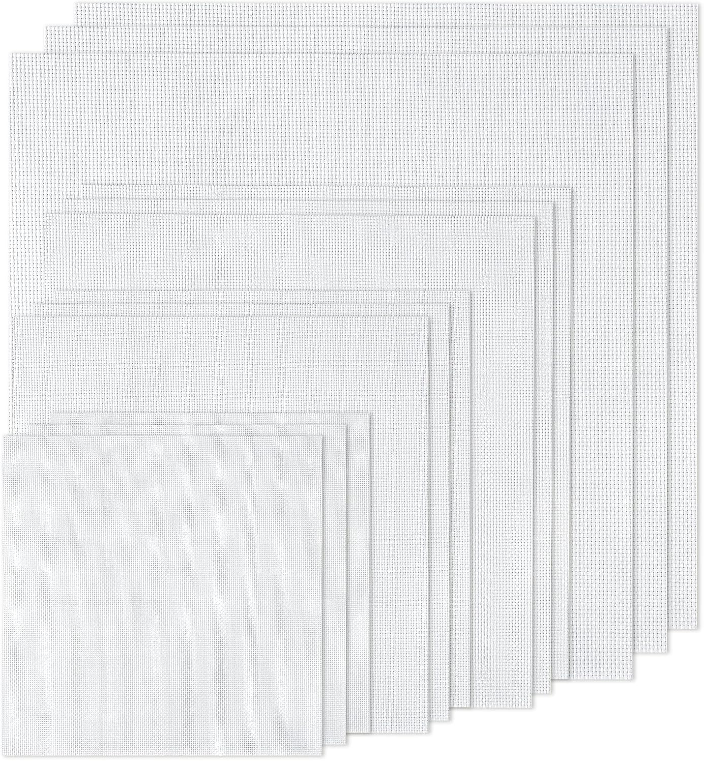 12 PCS Aida Cloth 14 Count, 4 Sizes White Cross Stitch Fabric for Craft Embroidery, Classic Reserve Aida Cloth for Embroidery Beginner, Needlework, Cross Stitch (5.9 to 11.8inch)
