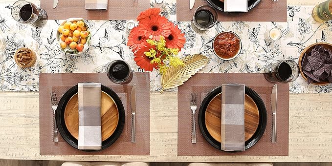 DII PVC Tabletop Collection Woven Indoor/Outdoor, Placemat Set, 13x17.25, Cinnamon, 6 Piece