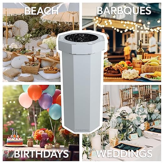 Eyely MPH1300C-SET2 Sal 25-Gallon Disposable Corrugated Cardboard Event Trash Can and Recycling Bin for BBQs, Beach, Parties & Events & Outdoor Activities, Fog Gray (Set of 2)