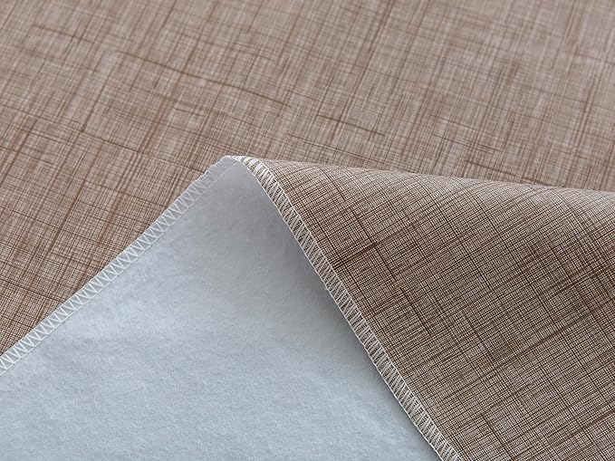 LIBERECOO Vinyl Tablecloth with Flannel Backing, Flaxen, Waterproof, Stain-Resistant, Easy-Clean Table Cover for Dining, Kitchen, and Outdoor Use, 60" x 60" Square