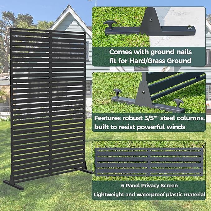 Privacy Fence Screen Outdoor Freestanding Privacy Panel, 72" H×47" W HDPE Decorative Panels with Stand, Room/Garden Divider, Outdoor Privacy Screen for Patio,Deck, Balcony, Pool