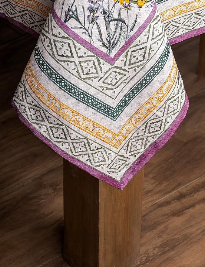 Maison d' Hermine Table Cloth Square Table 100% Cotton 60 x 60 Inches Tablecloth Reusable Decorative for Dining Room, Farmhouse, Home, Party, Festive & Wedding Spring Summer - Fanny Lavender
