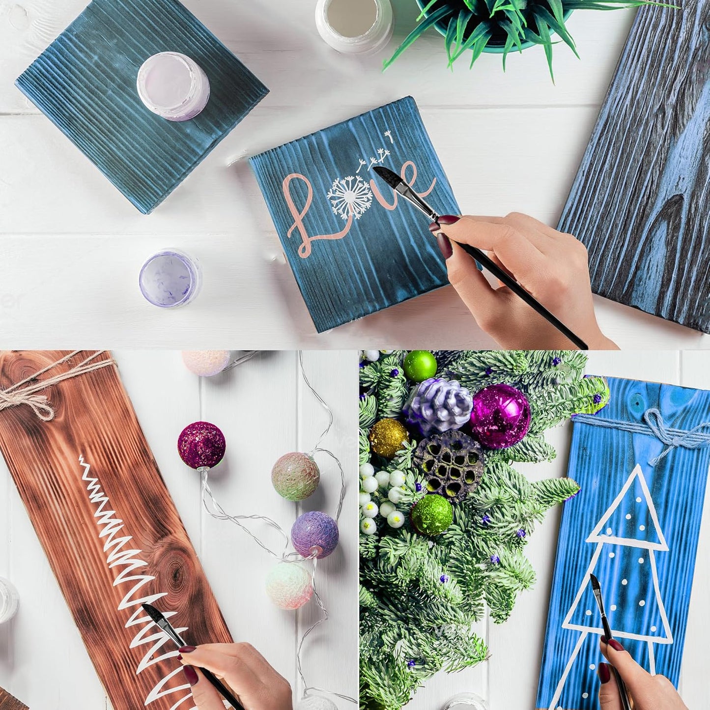 4PCS Dagger Striper Brush Set, Premium Dagger Paint Brushes Set, Professional Dagger Brush for Watercolor Acrylic Oil Gouache, Pinstriping Brush Set ，Dagger Striper Watercolor Paint Brush