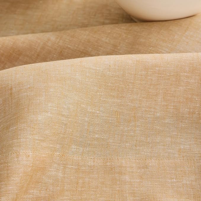 Solino Home Linen Table Runner 132 Inches Long - Athena, 100% Pure Linen Golden Nugget Table Runner 14 x 132 Inch for Dining, Spring, Easter