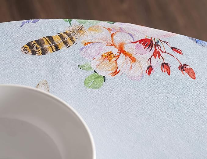 Maison d' Hermine Table Cloth Round Table 100% Cotton 63 Inches Tablecloth Reusable Decorative Everyday Use for Dining Room, Farmhouse, Home, Party, Festive & Wedding Spring Summer - Ibiza