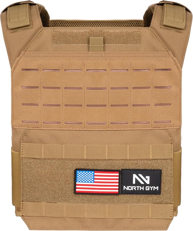 Northgym Adjustable Weighted Vest/Incl. 3D Weight Plates in 14lbs / 20lbs/ 30lbs/ 42.5lbs - Optimized Weight Distribution and with Curved Plates for Running, Functional Training and Working Out