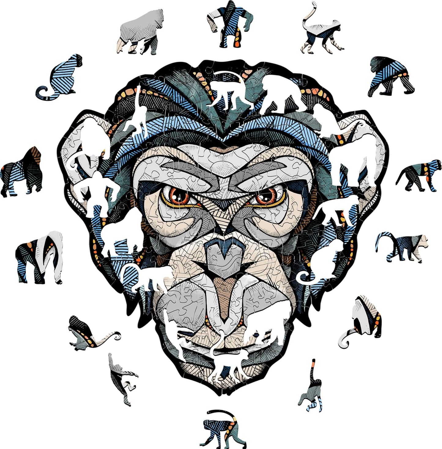 EWA Home Décor – Chimp (Chimpanzee) Small 110 Pieces – Wooden Jigsaw Puzzle for Adults – Perfect for Artistic Home Decoration and Mindful Relaxation