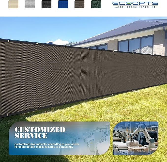 ECOOPTS 4'x89' Privacy Fence Screen Windscreen with Copper Grommets, Fit for Commercial Fence and Residential Garden Outdoor 90% UV Blockage, Cable Zip Ties Included (Brown)