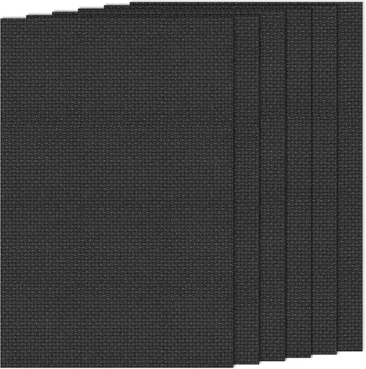 6 PCS Cross Stitch Aida Fabric 14 Count, 18 by 12 Inch, Classic Reserve Cross Stitch Aida Cloth for Home DIY Embroidery Decoration, Black