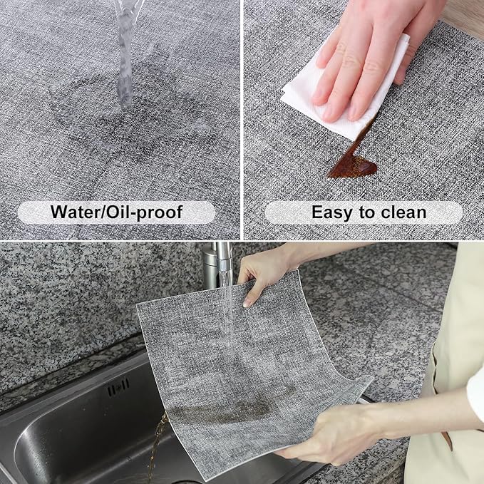 Homaxy Faux Leather Heat Resistant Placemats for Dining Table Set of 4, Waterproof Wipeable Washable PU Table Mats, Easy to Clean Anti-Slip Place Mats, 11.8" x 17", Black & White