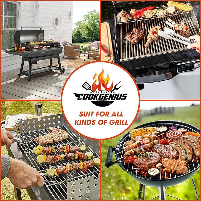 Grill Brush with Scraper for BBQ Grills – 18 Inch Long Handle BBQ Grill Cleaner for Outdoor Grill, Extra Strong BBQ Grill Cleaner for Grill/Smoker/Gas/Charcoal Grill - Best BBQ Grill Tool