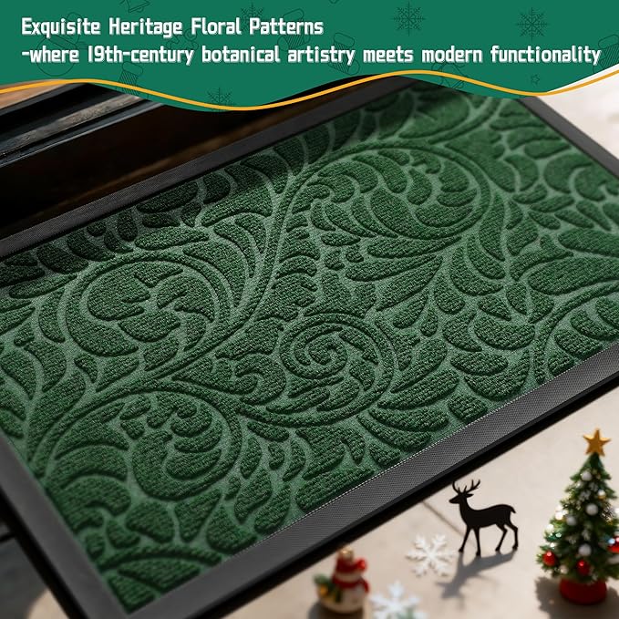 Yimobra Extra Large Door Mat 60x36, Waterproof Sturdy Outdoor Mats for Front Door, Heavy Duty Non-Slip Doormat for Garage Patio Entryway Indoor, Easy Clean, Green