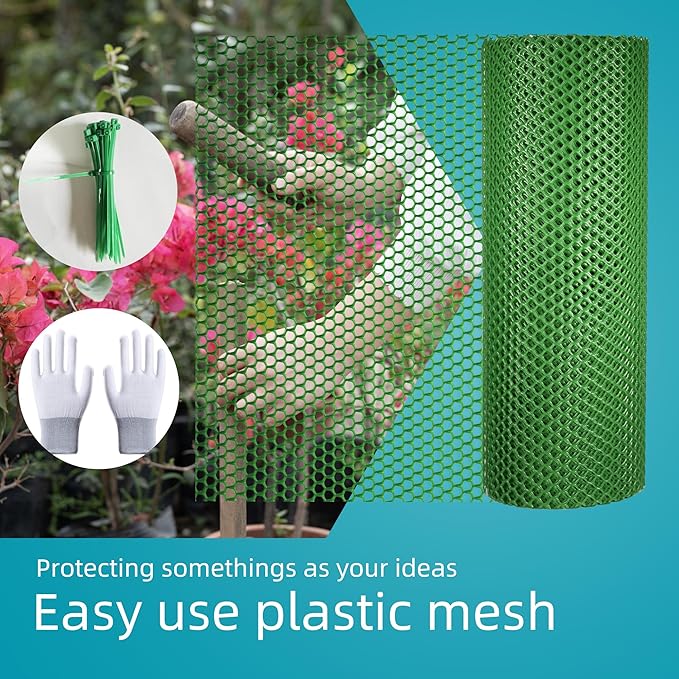 Pet & Garden Safeguard - 15.7IN x 32.8FT Roll - Green Plastic Netting, Multi-Use Decorative Fencing for Poultry, Dogs, Rabbits,Chicken and Snake Barrier