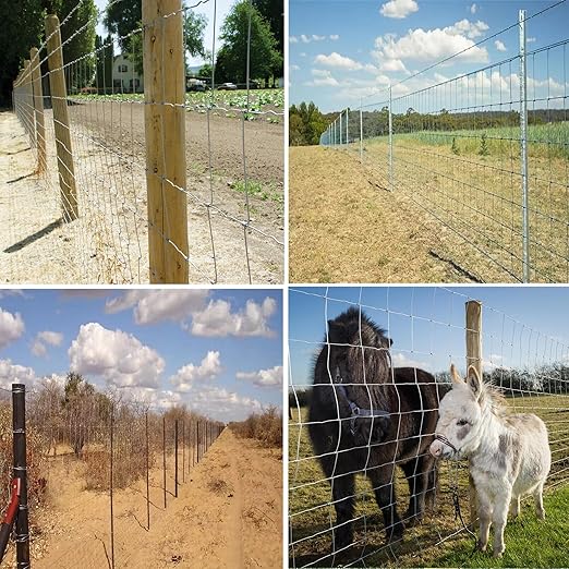 Farm Fence 40in x 33ft Galvanized Field Wire Fencing,Heavy Zinc Coating Cattle Fence,Deer Fence,Goat Fence,Hog Wire Fence for Yard Garden & Animals Protection