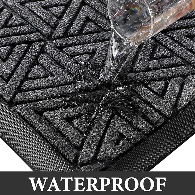 Yimobra Extra Large Door Mat 60x36, All-Weather Waterproof Non-Slip Welcome Matt Outdoor, Heavy Duty Non Slip Doormat for Entryway for Patio and Garage Indoor, Easy Clean, Mix Grey