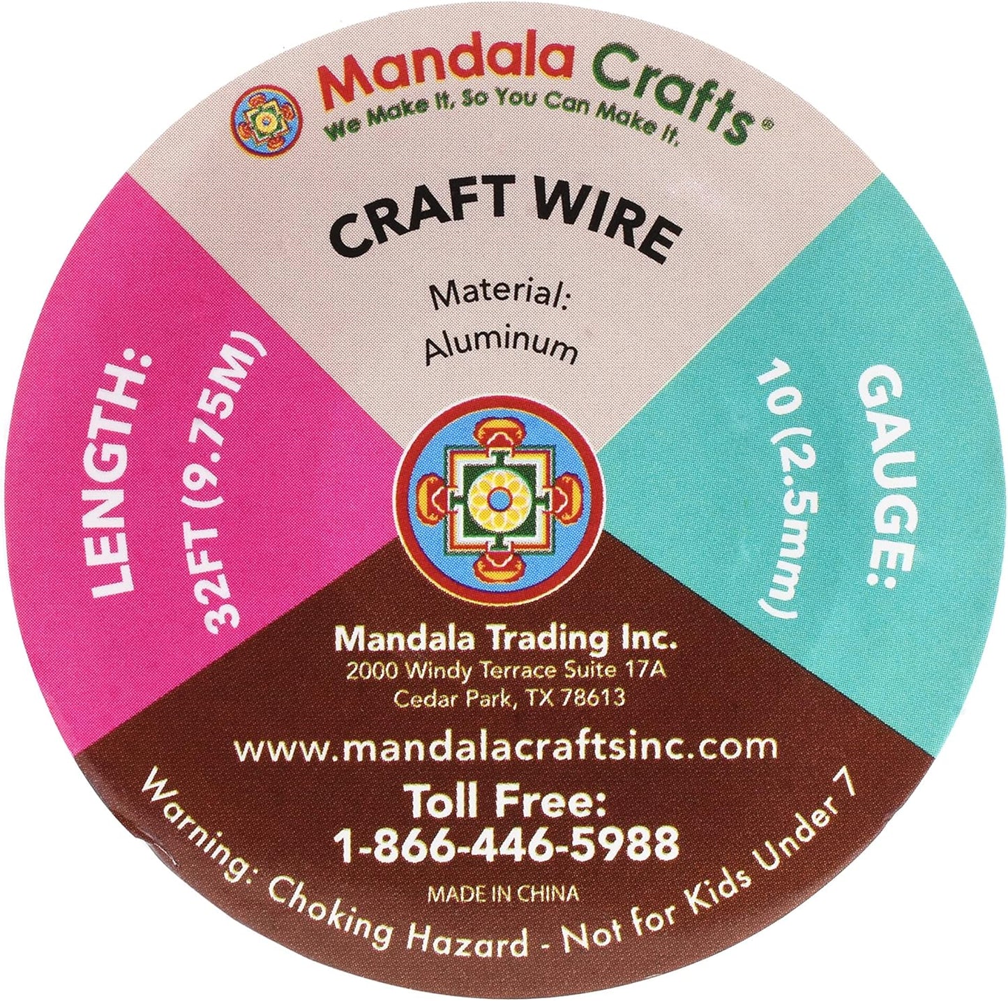 Mandala Crafts 10 Gauge Anodized Aluminum Craft Wire for Jewelry Making - 32 FT Colored Flexible Red Wire - Bendable for Bonsai Armature Crafting Sculpting