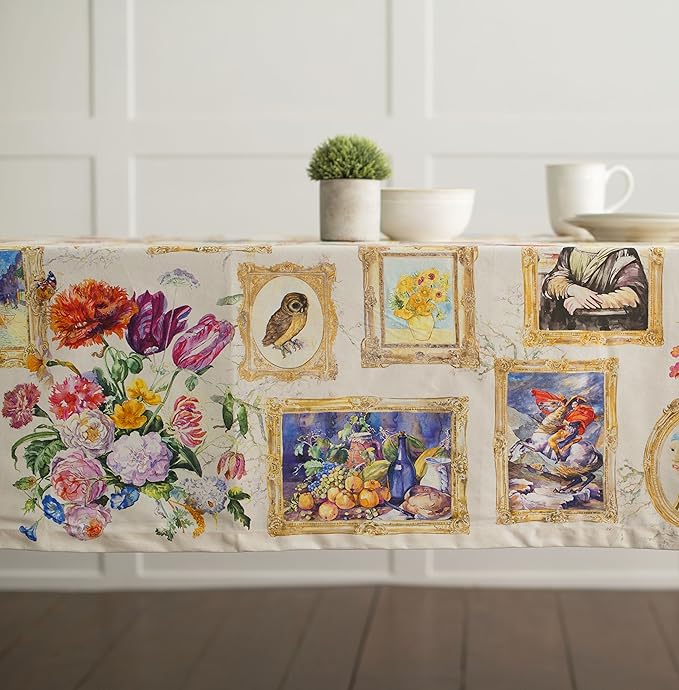 Maison d' Hermine Table Cloth Rectangle Table 100% Cotton 60 x 108 Inches Tablecloth Reusable Decorative for Dining Room, Farmhouse, Home, Party, Festive & Wedding Spring Summer - Masterpiece