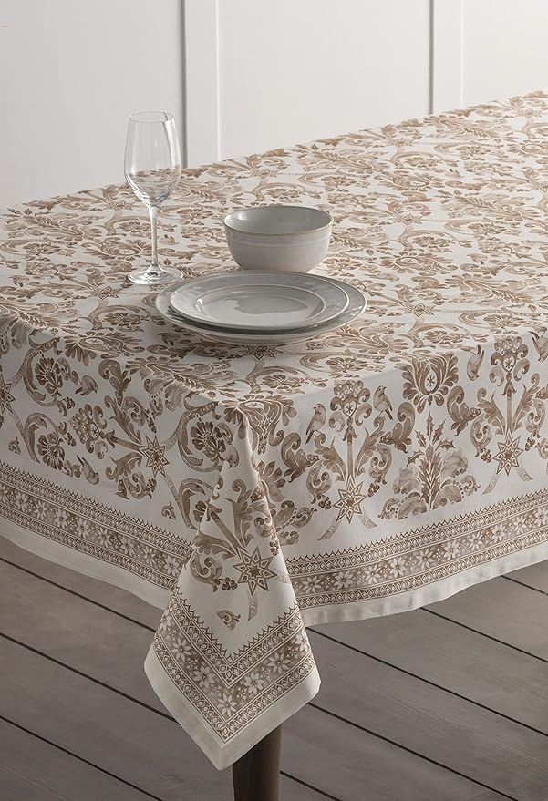 Maison d' Hermine Table Cloth Rectangle Table 100% Cotton 60 x 108 Inches Fall Tablecloth Reusable Everyday Use for Thanksgiving Christmas Decorations Dining Farmhouse Party (Allure)