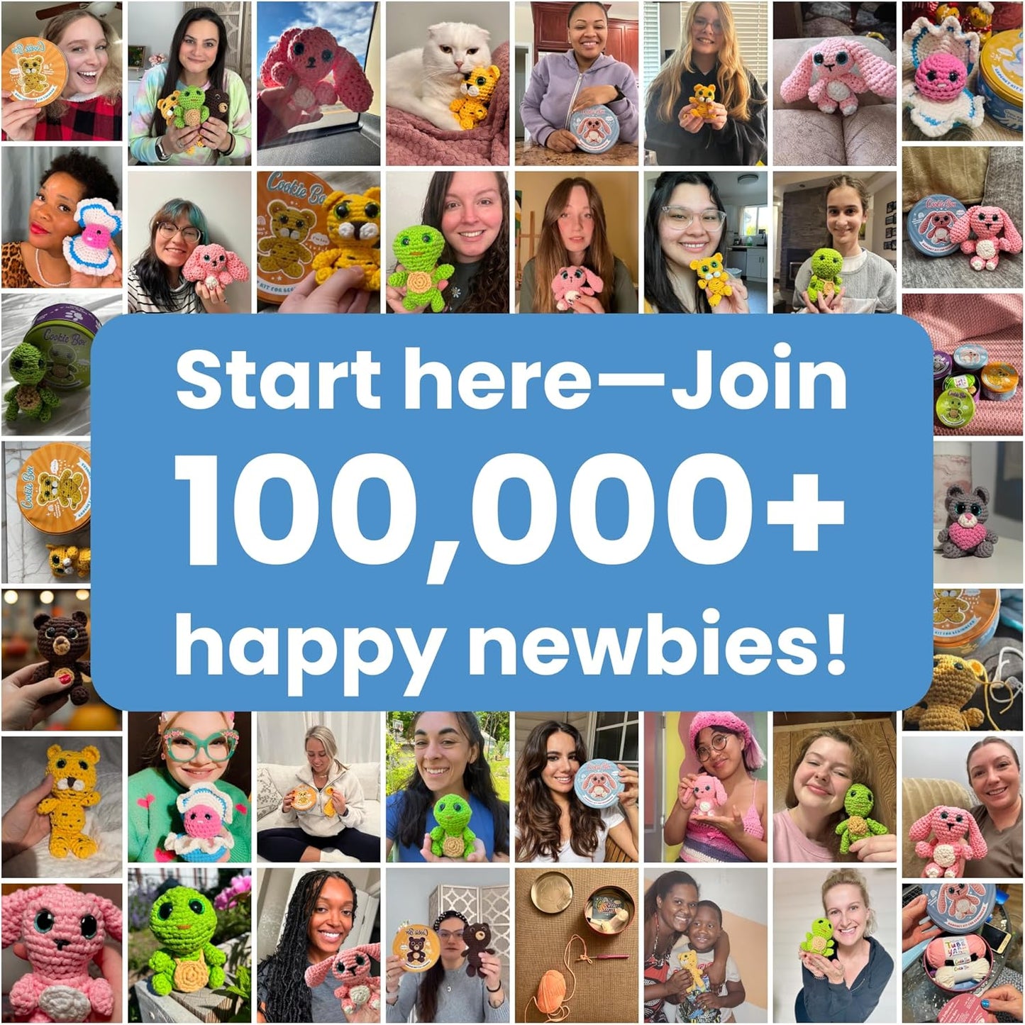 Cookie Box Crochet Kit for Beginners – Gift Set to Make Oyster Pear Amigurumi Plushie – Easy DIY Crochet & Knitting Starter Kit with Video and PDF Tutorials