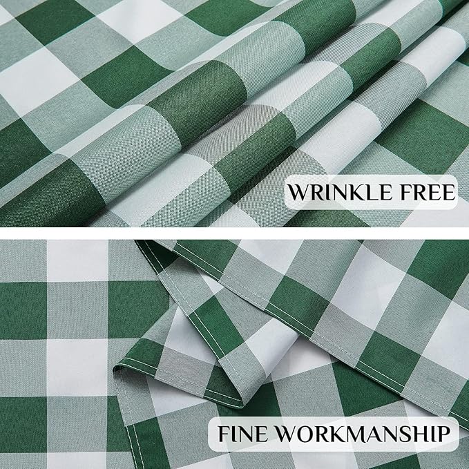 Softalker Gingham Checkered Tablecloth Rectangle - Outdoor Waterproof Buffalo Plaid Table Cloth, Stain Resistant Washable Table Cover for Picnic, Camping - Green and White, 2 Pack - 60 x 84 Inch