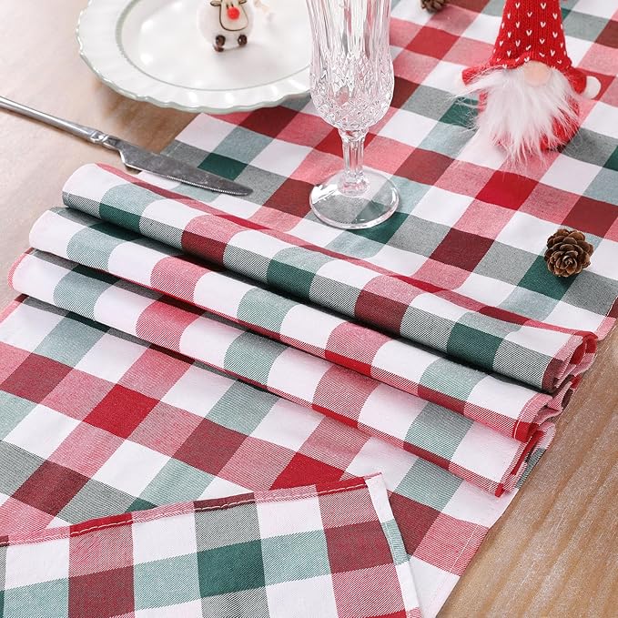 Christmas Checkered Table Runner - 2 Packs Buffalo Plaid Table Runner 13x84 Inches Table Cover for Family Dinners Fall for Farmhouse