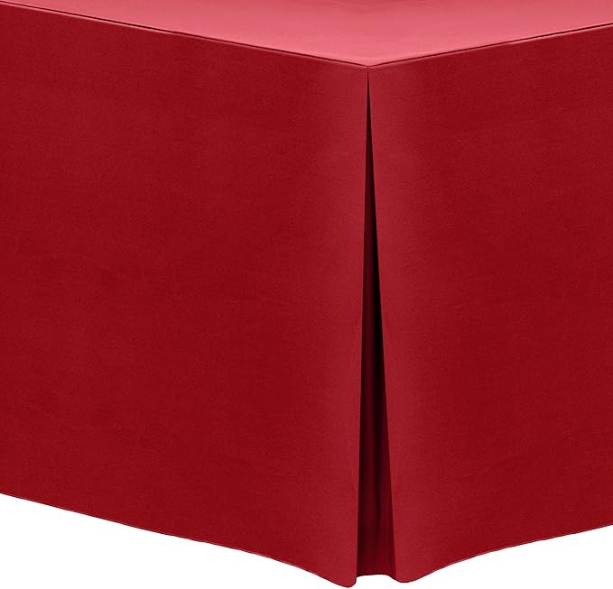 Ultimate Textile -10 Pack- 5 ft. Fitted Polyester Tablecloth - Fits 30 x 60-Inch Banquet and Folding Rectangular Tables - 42" H, Holiday Red
