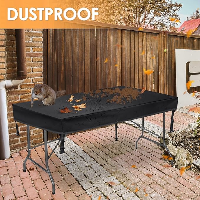 TOHONFOO Rectangular Folding Table Cover - Waterproof Anti-UV Outdoor Table Covers - Outdoor Table Cover 96" L x 30" W x 6" H
