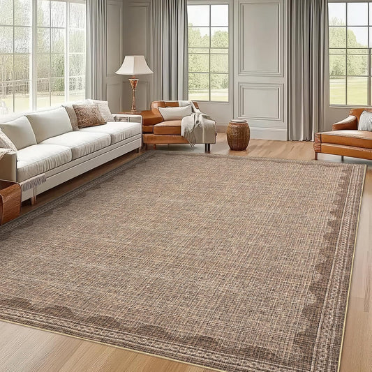 Scalloped Washable Rug 8x10 Area Rugs for Living Room, Solid Coffee Rug for Bedroom Girls, Non Slip Scalloped Throw Rugs with Rubber Back, Soft Dorm Nursery 8x10 Carpet for Dining Room