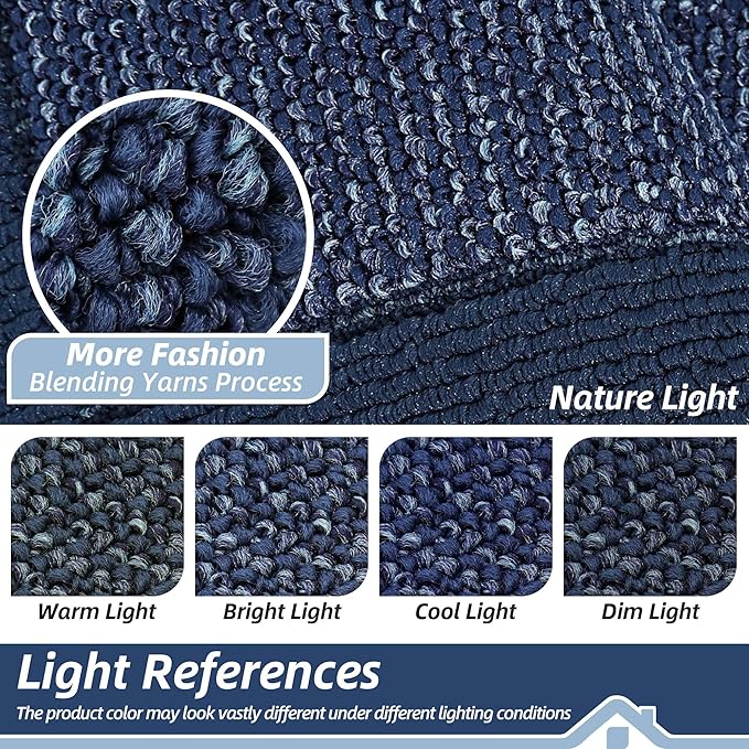BEQHAUSE Indoor Door Mat 24" x 60", Dirt Trapper Door Mats Non-Slip Entryway Rugs Washable, Resist Dirt Absorbent Welcome Mat, Low Profile Floor Mats for Front Back Door and Entryway, Blue