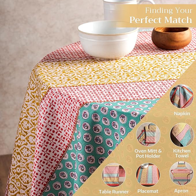 Maison d' Hermine Table Cloth Round Table 100% Cotton 63 Inches Tablecloth Reusable Decorative Everyday Use for Dining Room, Farmhouse, Home, Party, Festive & Wedding Spring Summer - Provence