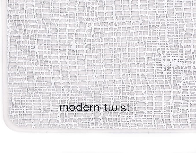 modern-twist 14 x 16 Silicone Placemat, BPA, PVC-Free Table Mat, Dishwasher Safe, Linen Print in Silver, Pack of 1