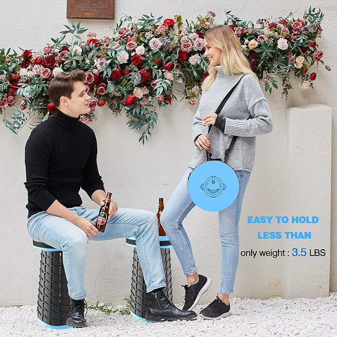 ALEVMOOM Upgraded XXL Collapsible Stool with Cushion 19.7",1000lbs Max Weight,Wider & Taller Pop Up Seat, Heavy Duty Portable Retractable Folding Chair or Travel Foot Rest for Camping & Outdoors
