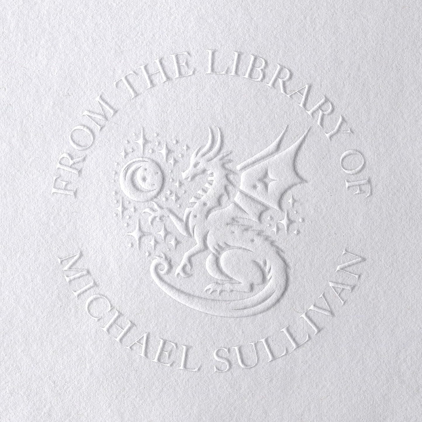 Dragon Book Embosser, Custom Round Library Book Embosser, Fantasty Fiction Dragon Ex Libris Embosser, Gift for Book Lover | Black or Pink Embosser (Dragon #4)