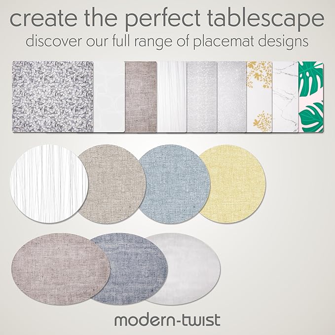 Modern Twist Placemat 100% Food-Grade Silicone, Oval, Waterproof and Reusable, Linen – Seafoam