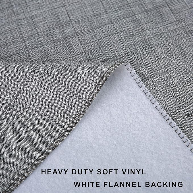 LIBERECOO Vinyl Tablecloth with Flannel Backing, Premium Gray, Waterproof, Stain-Resistant, Easy-Clean Table Cover for Dining, Kitchen, and Outdoor Use, 60" x 60" Square