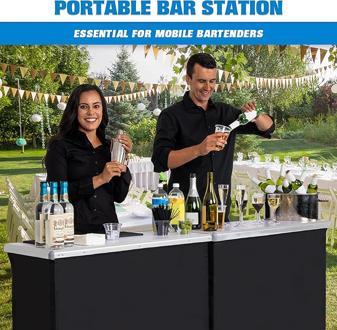 GoPong GoBar Portable Double Bar Table Set - Mobile Bartender Station for Events - Includes Carrying Case