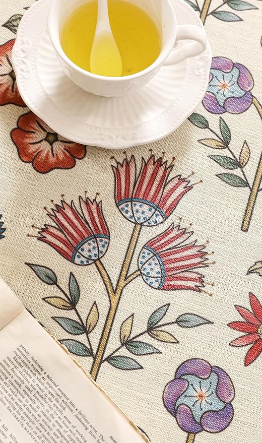 French Linen Rectangle Tablecloth,Vintage Colorful Multiple Prints Soft and Durable Tablecloths,Decor Table Cover for Kitchen,Dining,Tea Party,Thanksgiving,Christmas,55"*79"-Lohi