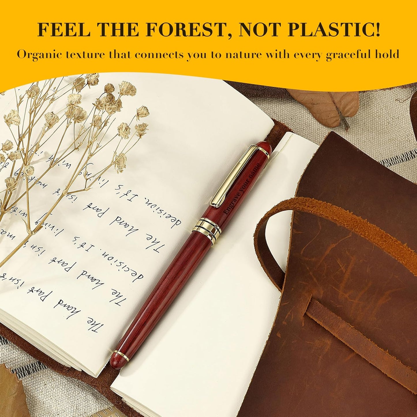 BEILUNER Luxury Personalized Wood Ballpoint Pen Writing Set,Rosewood-Elegant Fancy Nice Gift Pen Set for Signature Executive Business Office Supplies - Christmas Gift Boxed with Extra Refills (Black)