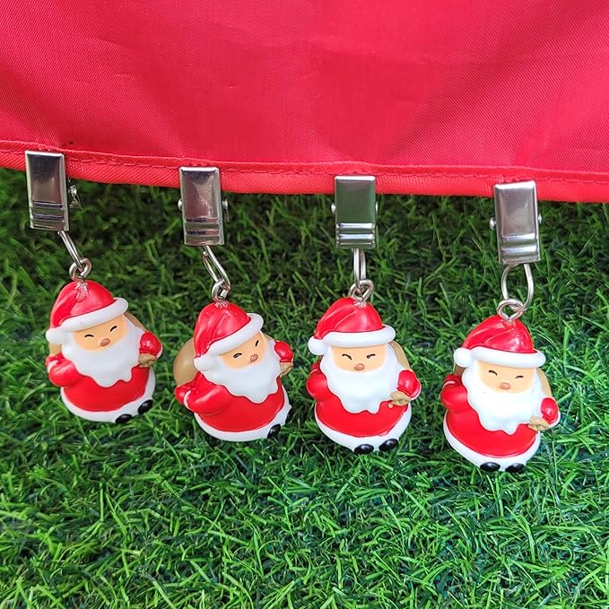 TwoFish Home Set of 4 Santa Claus Gives Presents Resin Table Cover Tablecloth Weights Clips Handicraft Tablecloth Clips