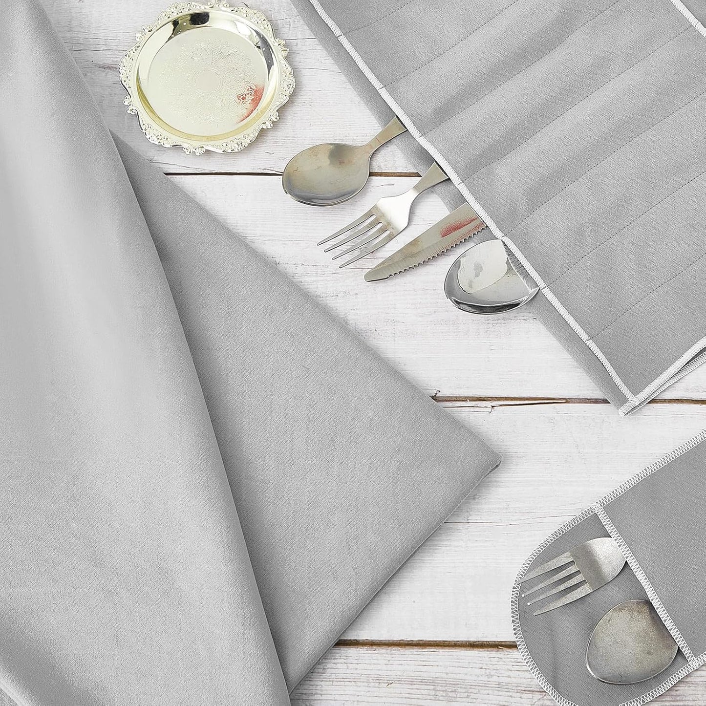 Jecery 1.1 Yard Anti Tarnish Silver Cloth by the Yard, Luxury Jewelry Silver Polishing Storage Protect Cloths for Silverware Flatware Silversmith Polishing(Gray)