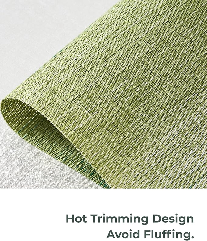 Leetaltree Gradient Green Woven Placemats Set of 12 - Heat Resistant Non-Slip Place mats for Dining Table, Washable Durable PVC Vinyl Woven Table Mats(Gradient Green, 12)