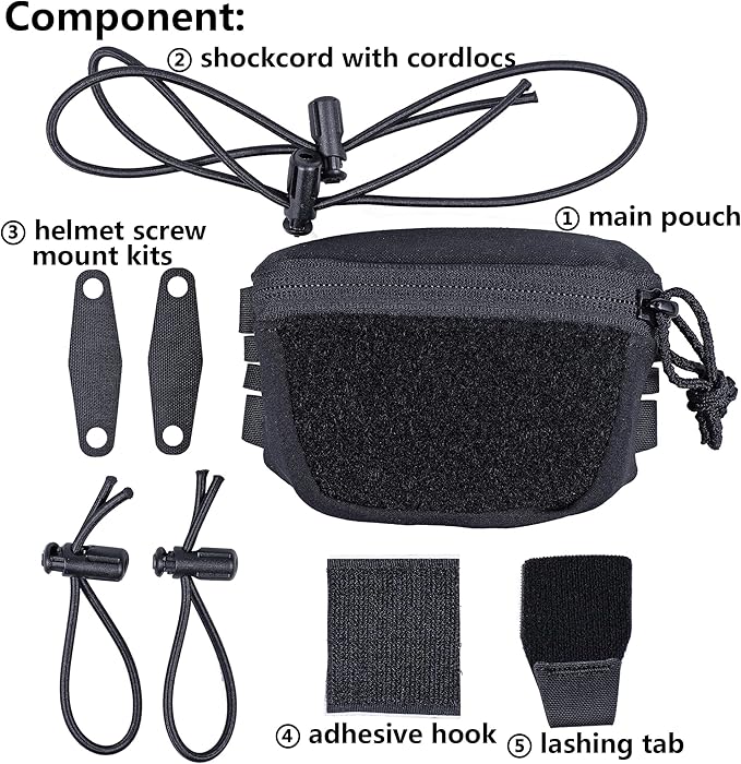 Tactical NVG Battery Pouch Helmet Mounted, Counter Weight Pouch GP Balance Retention for Fast MK1 PJ Airsoft Helmet