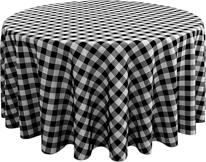 Waterproof Plaid Tablecloth Fabric - Round 108 Inch Classic Gingham Checker Table Cloth for Indoor/Outdoor Use - Buffalo Table Cover for Picnics, BBQs, and Parties