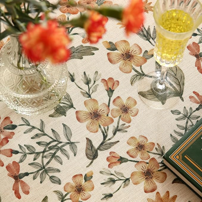 Designer Linen Round Tablecloth,William Morris Vintage Soft and Durable Table Cloth,Decorative Table Cover for Kitchen,Dining,Thanksgiving,Tea Party,Christmas,Diameter 67"-Athea