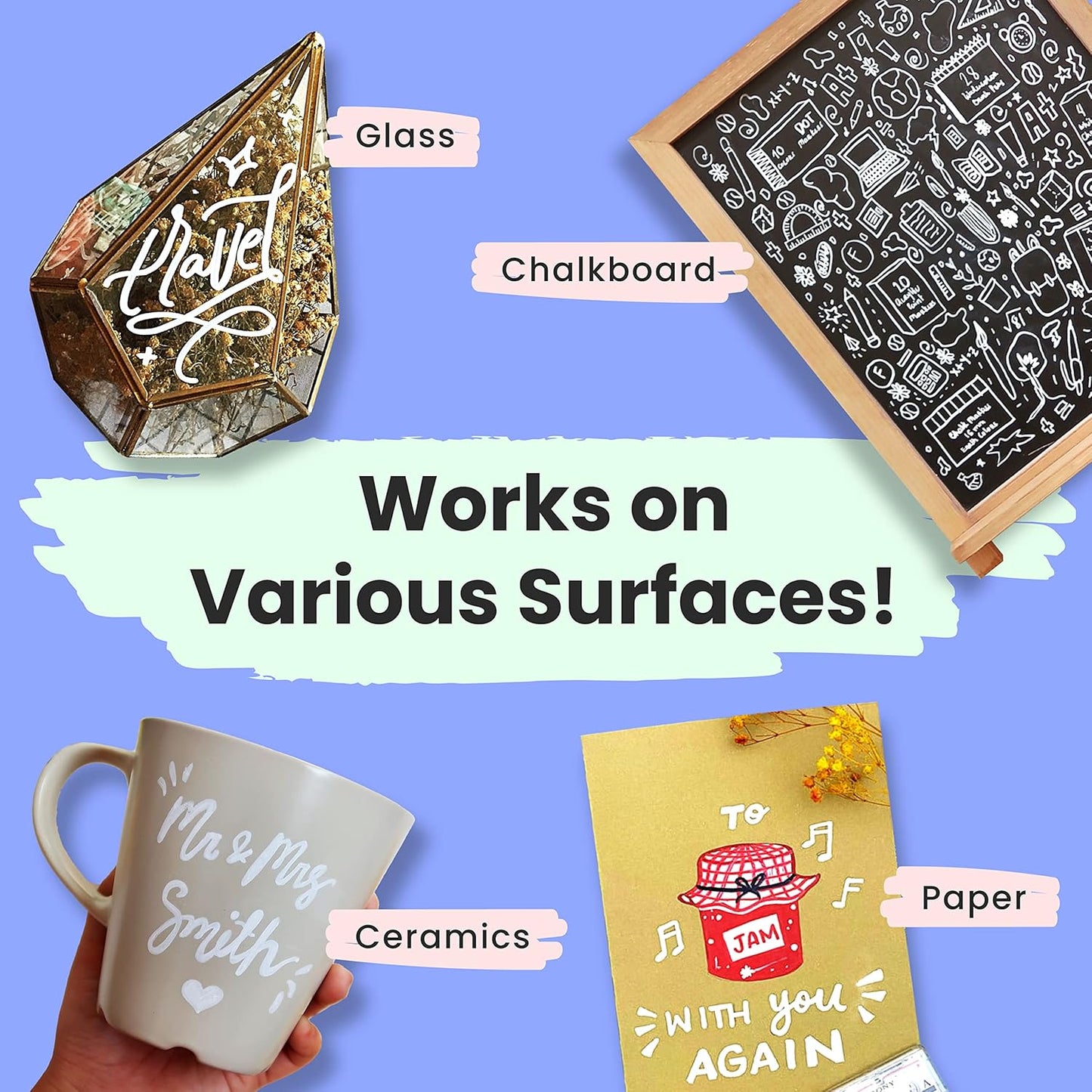 Chalkola White Chalk Markers Fine Tip (6 Pack, 1mm Extra Fine Point) - Dry Erase Liquid Chalk Pens for Chalkboard, Blackboard, Car Window, Bistro, Glass, Board, Calendar - White Chalkboard Markers